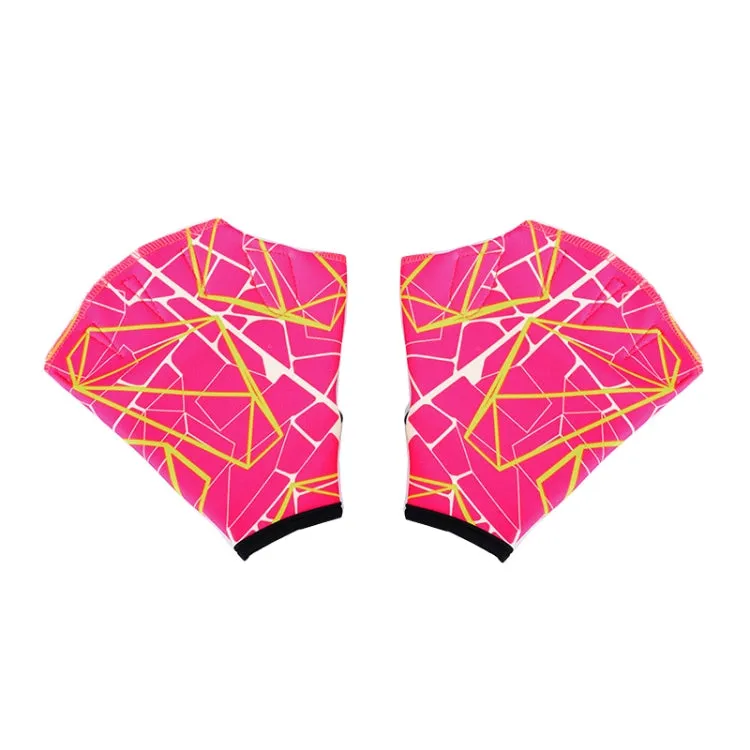 1Pair Unisex Frog Type Girdles Swimming Hand Fins, Size: M(Rose Red)