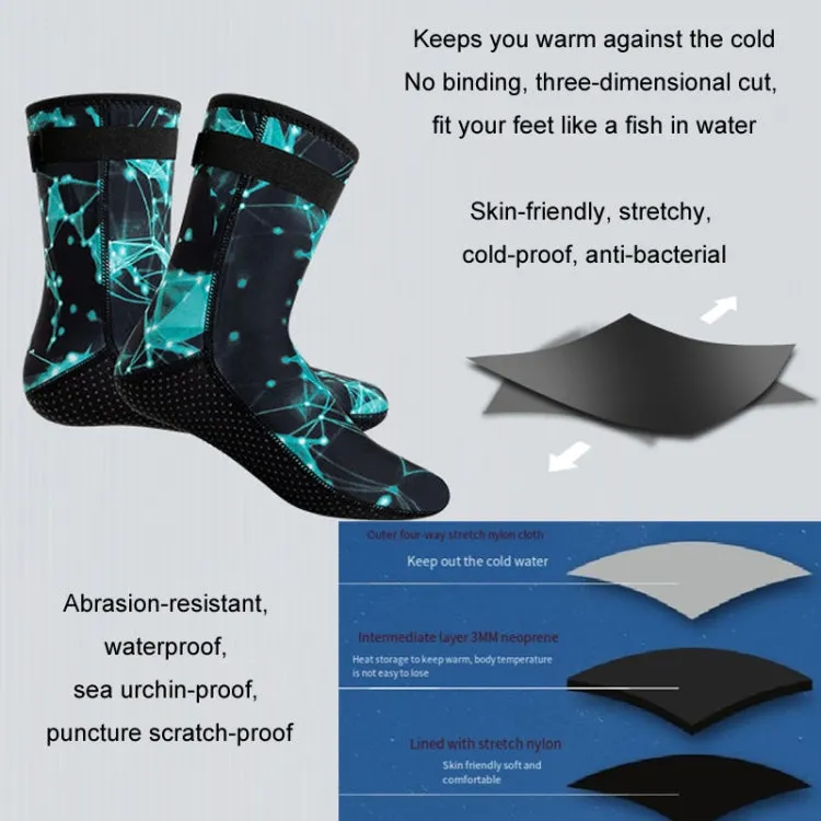 3mm Waterproof Long Beach Diving Socks Warm Non-slip Snorkeling Socks, Size: XL(Black)