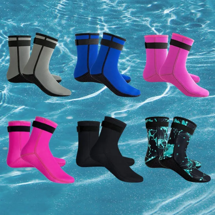 3mm Waterproof Long Beach Diving Socks Warm Non-slip Snorkeling Socks, Size: XL(Black)