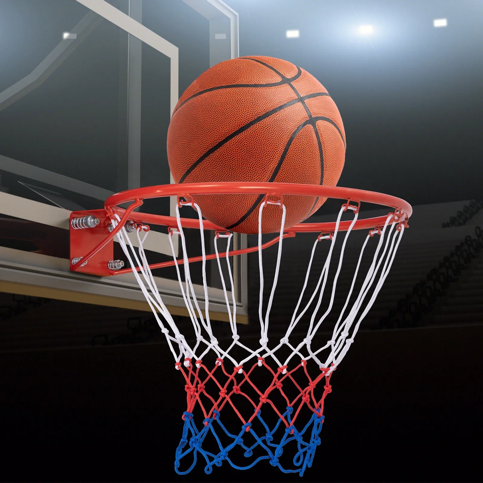 45/38 cm Heavy Duty Basketball Rim with All Weather Net and Mounting Hardware-Orange-45 cm
