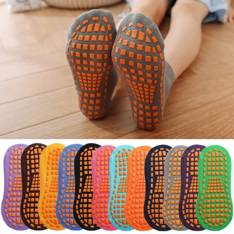 4pairs Trampoline Socks Dotted Rubber Non-slip Floor Socks Yoga Socks, Size:  1-5 Years Old(Navy Blue)