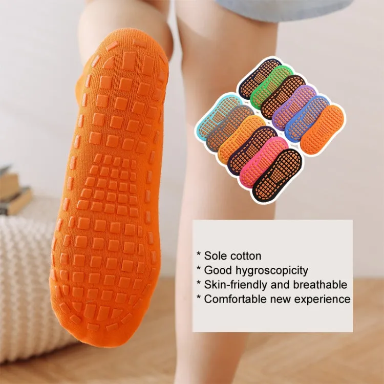 4pairs Trampoline Socks Dotted Rubber Non-slip Floor Socks Yoga Socks, Size:  1-5 Years Old(Navy Blue)