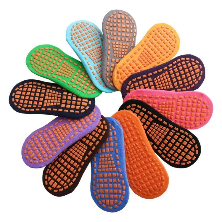 4pairs Trampoline Socks Dotted Rubber Non-slip Floor Socks Yoga Socks, Size:  1-5 Years Old(Navy Blue)