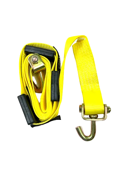 A-2X11RSJRCS-I - 2" x 11' Car Tie Down w/ 3 Swivel J Hooks, Rubber Cleats & Stoppers-GOOD