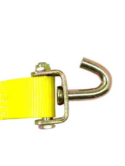 A-2X11RSJRCS-I - 2" x 11' Car Tie Down w/ 3 Swivel J Hooks, Rubber Cleats & Stoppers-GOOD