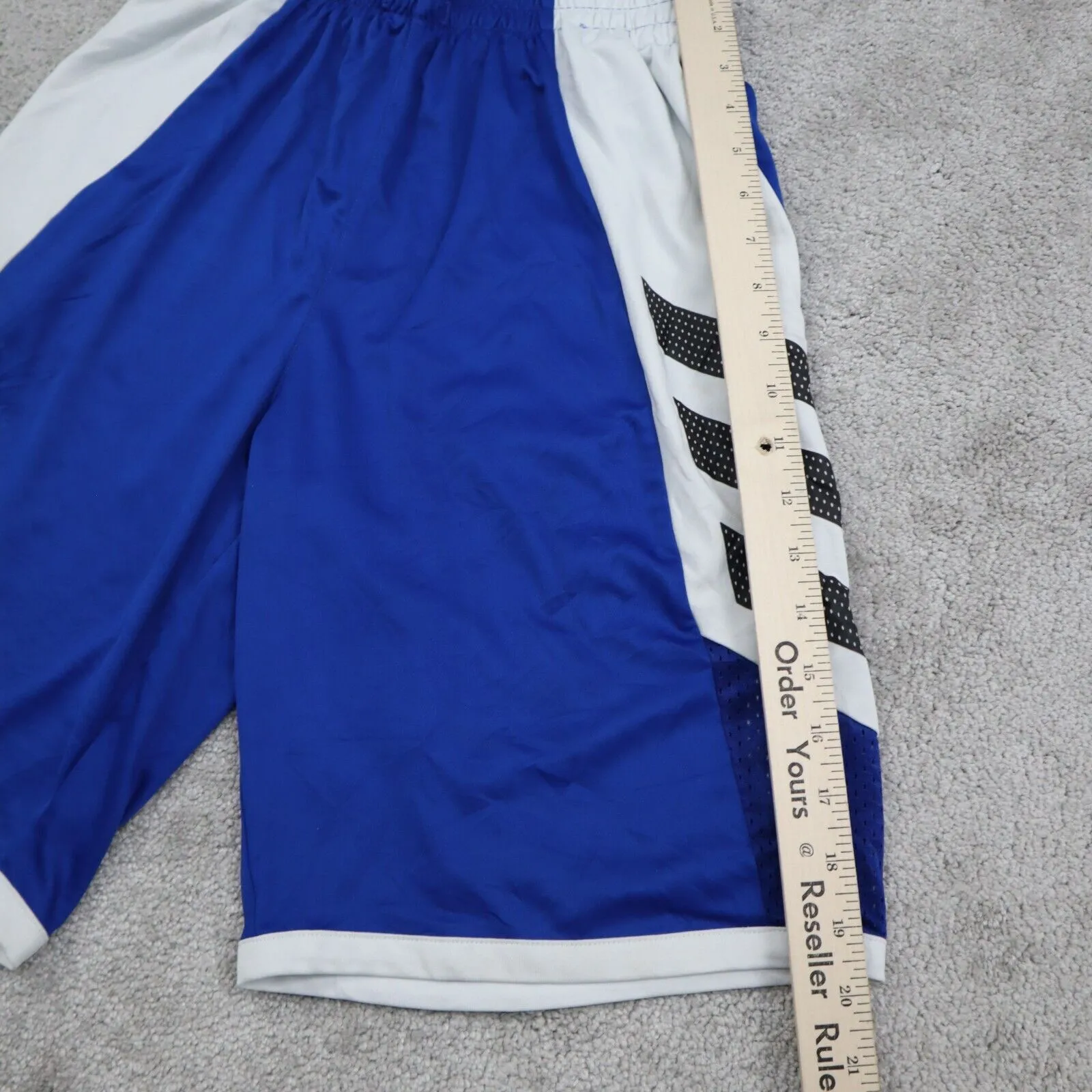 Adidas Boys Activewear Sports Basketball Shorts Elastic Waist Blue White Size S