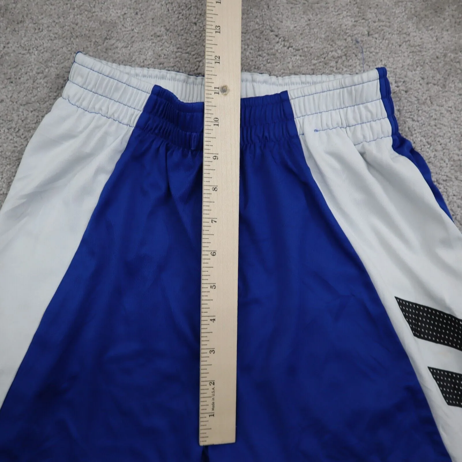 Adidas Boys Activewear Sports Basketball Shorts Elastic Waist Blue White Size S