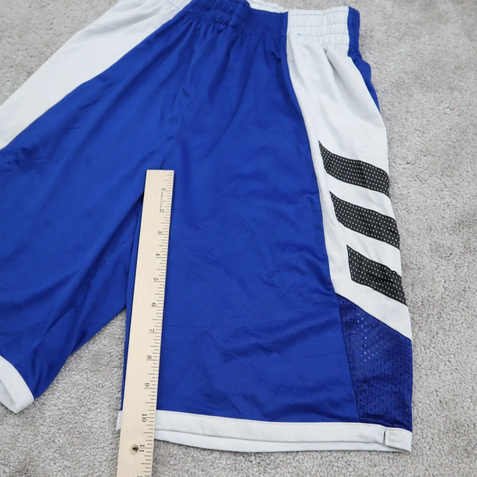 Adidas Boys Activewear Sports Basketball Shorts Elastic Waist Blue White Size S