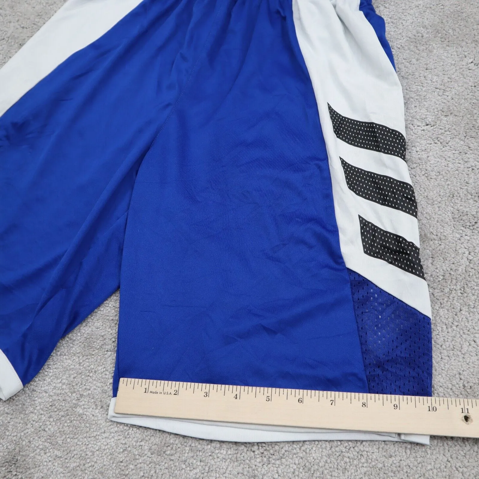 Adidas Boys Activewear Sports Basketball Shorts Elastic Waist Blue White Size S