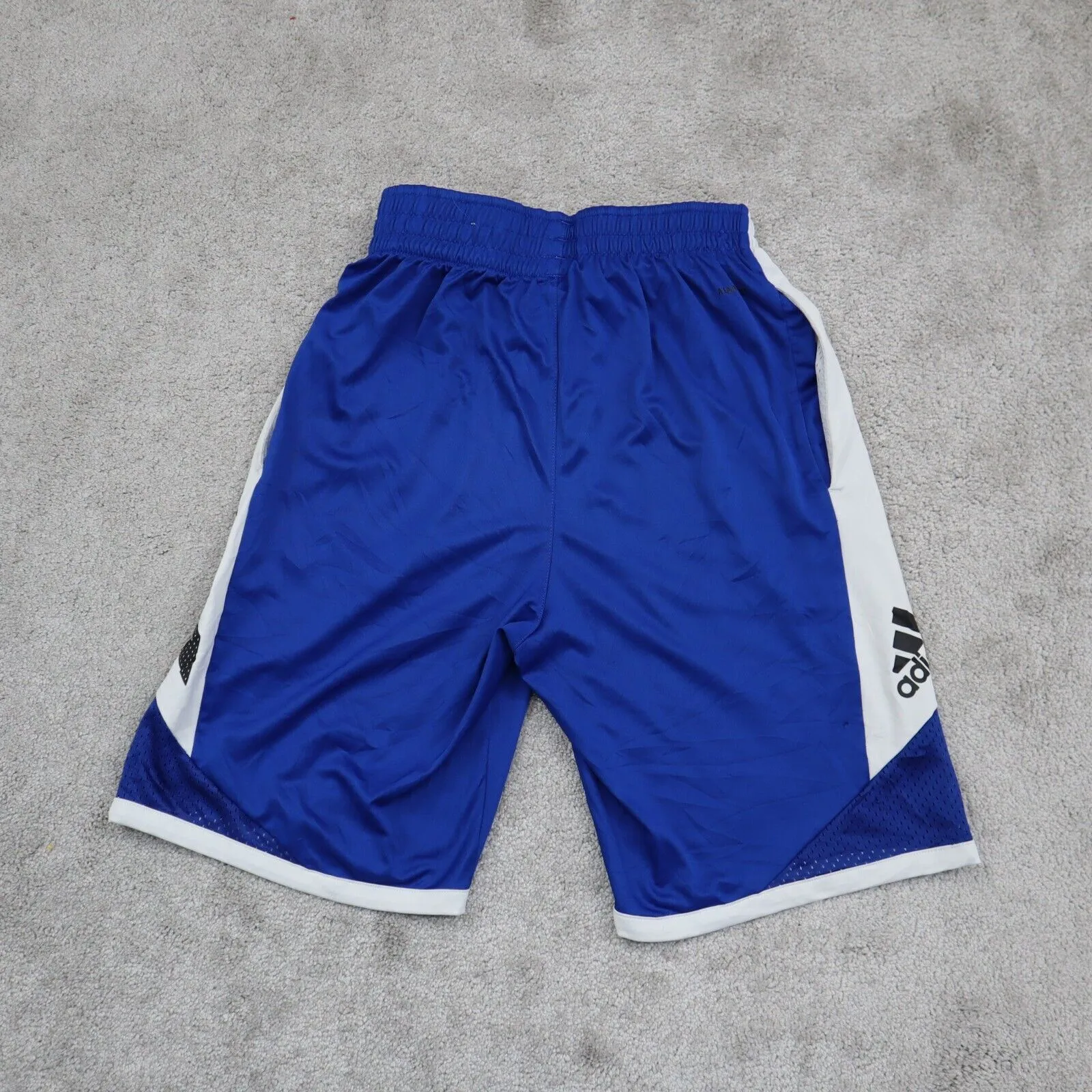 Adidas Boys Activewear Sports Basketball Shorts Elastic Waist Blue White Size S