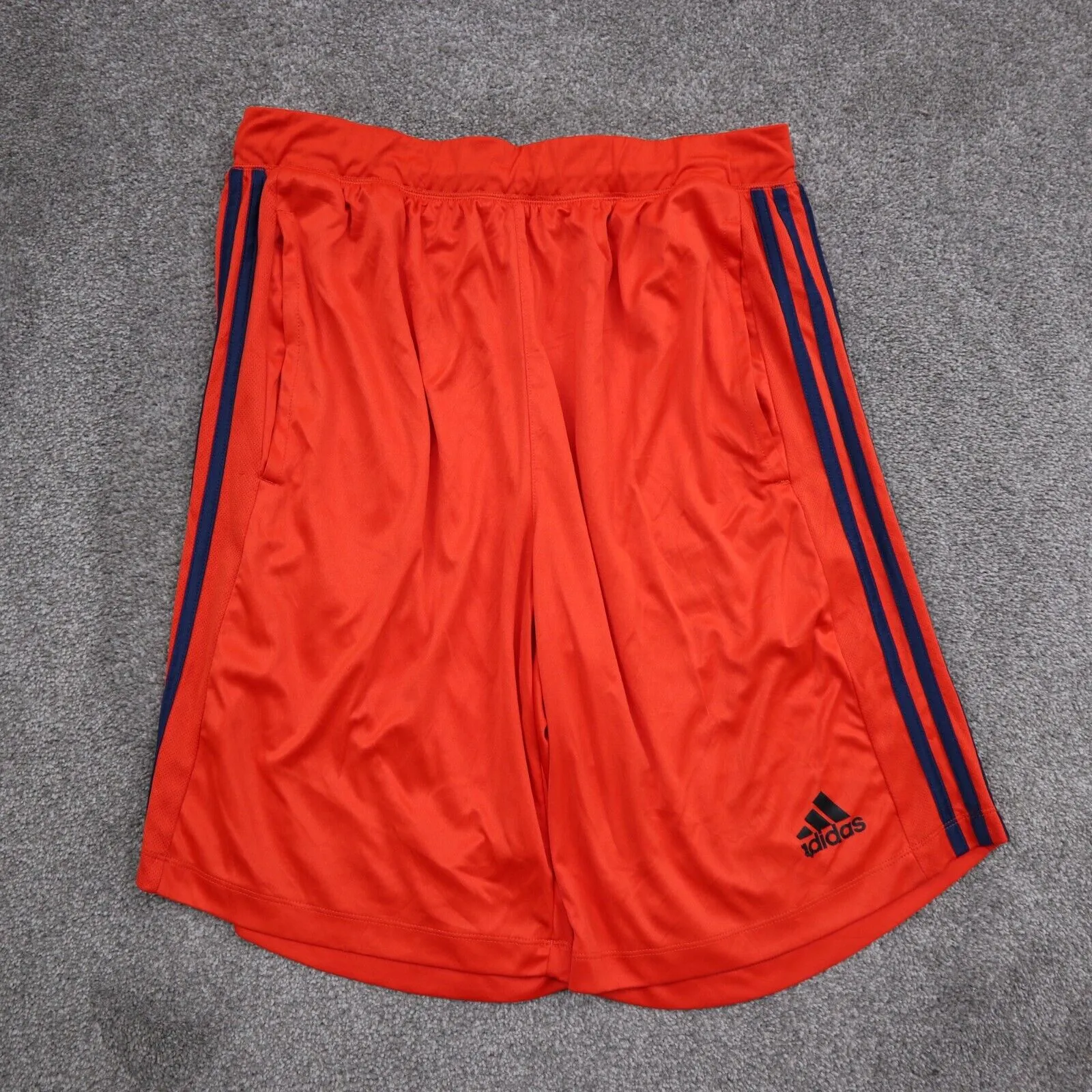 adidas Boys Athletic Shorts Orange Size Large 3 Stripe Elastic Basketball Logo
