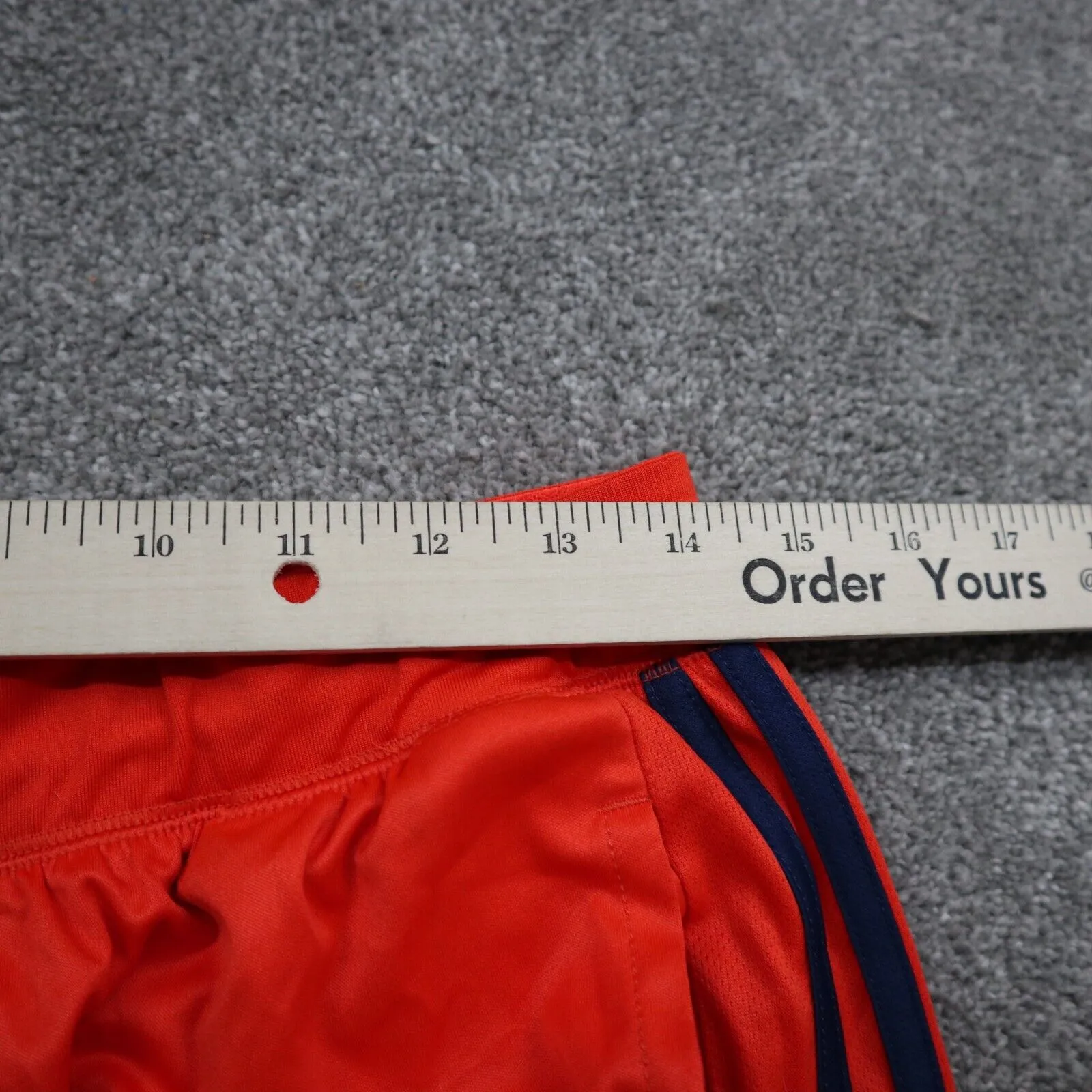 adidas Boys Athletic Shorts Orange Size Large 3 Stripe Elastic Basketball Logo