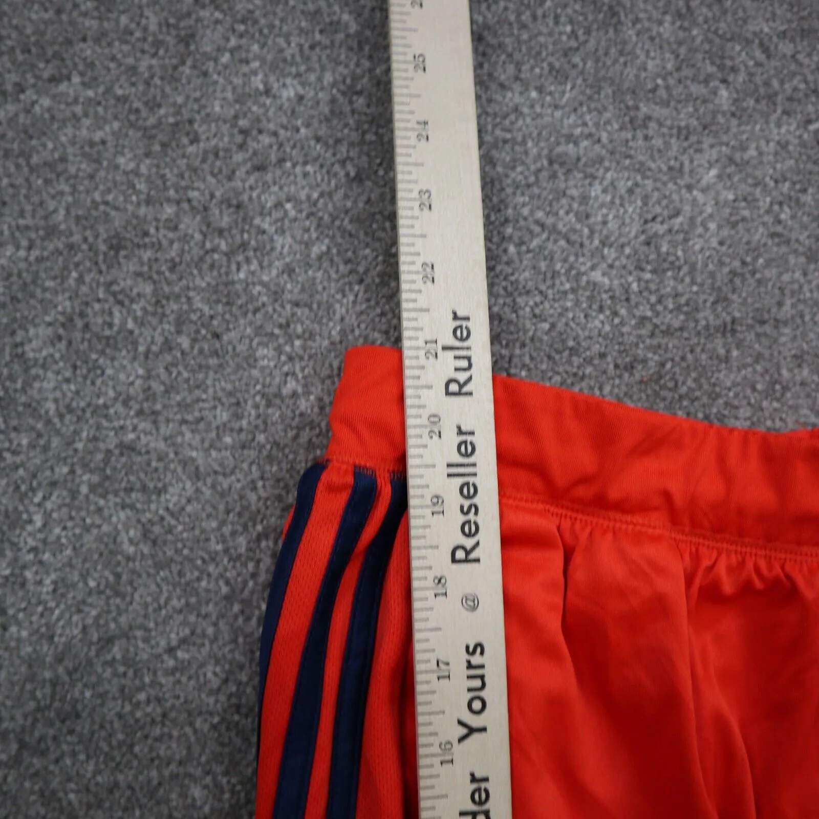 adidas Boys Athletic Shorts Orange Size Large 3 Stripe Elastic Basketball Logo