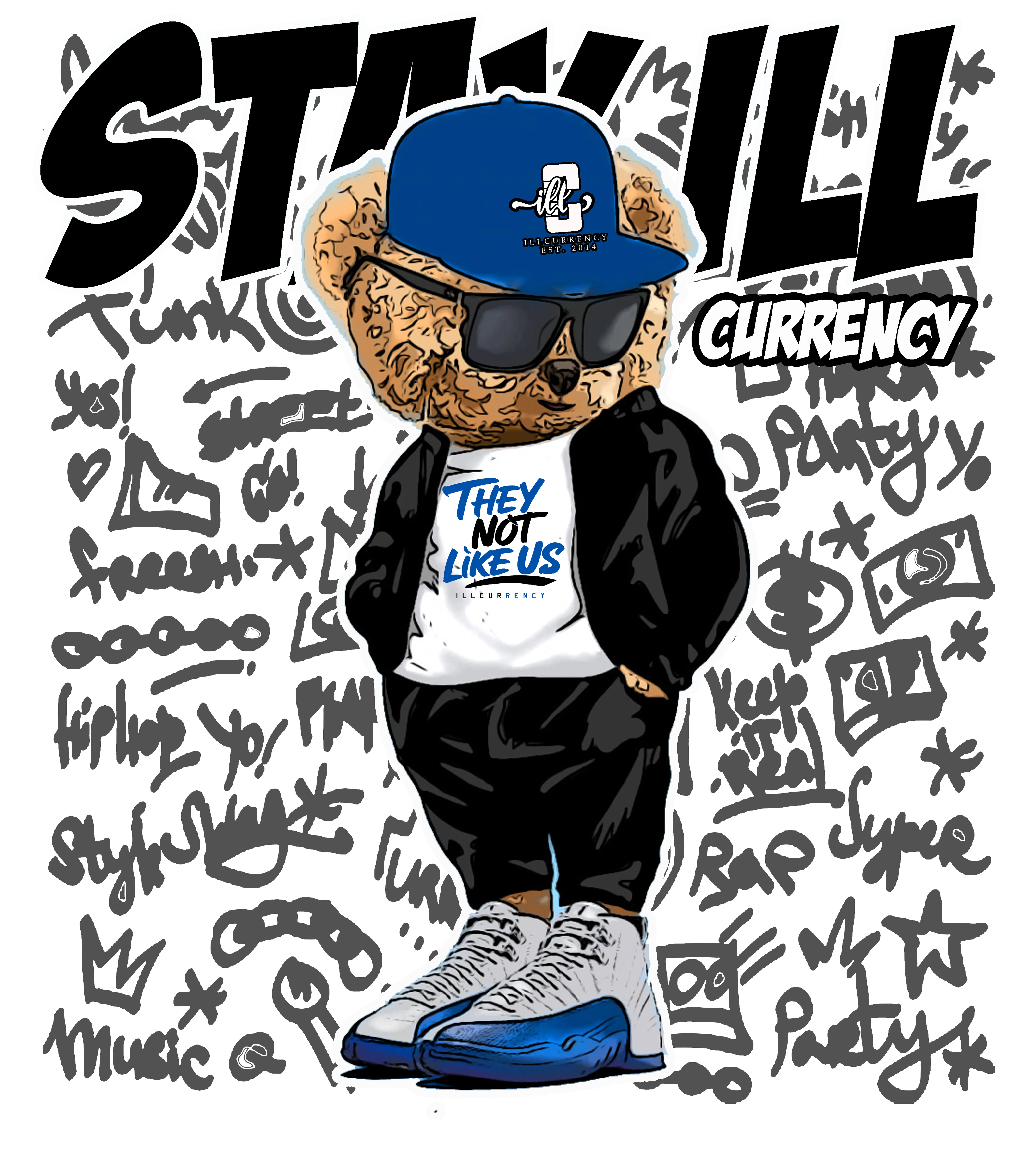 Air Jordan 12 Blueberry Royal Blue T-Shirt (Stay ill Bear)| illcurrency