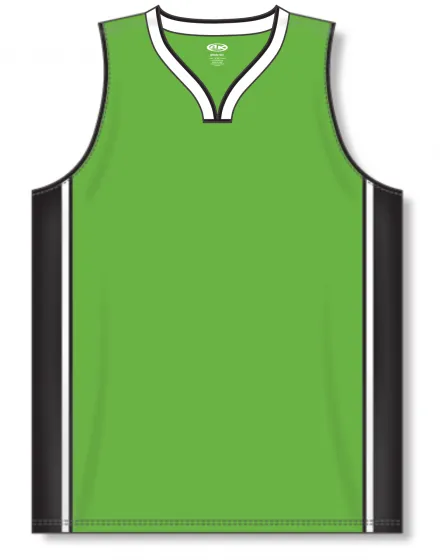 Athletic Knit (AK) B1715A-107 Adult Lime Green/Black/White Pro Basketball Jersey