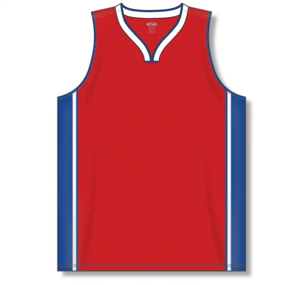 Athletic Knit (AK) B1715A-344 Adult Detroit Pistons Red Pro Basketball Jersey