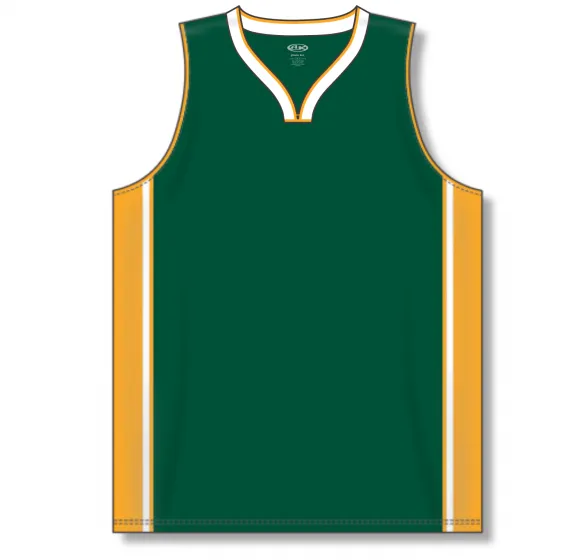 Athletic Knit (AK) B1715A-439 Adult Dark Green/Gold/White Pro Basketball Jersey