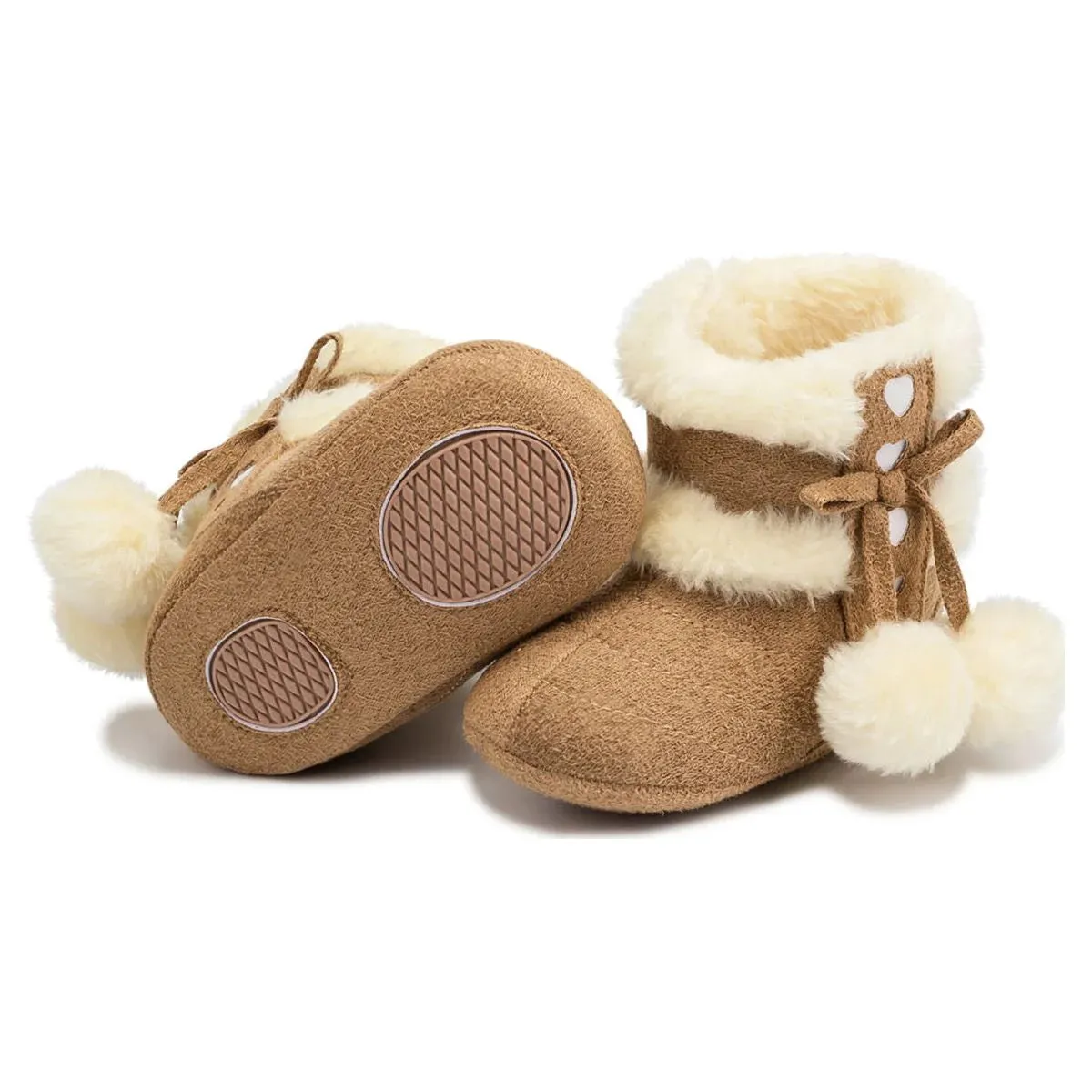 Baby Girls Boys Snow Warm Boots Infant Winter Booties Newborn Slip on Shoes for 3-18 Months