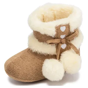 Baby Girls Boys Snow Warm Boots Infant Winter Booties Newborn Slip on Shoes for 3-18 Months