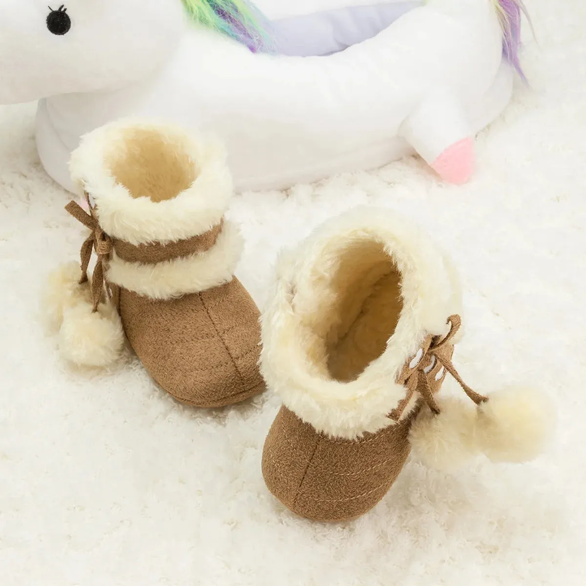 Baby Girls Boys Snow Warm Boots Infant Winter Booties Newborn Slip on Shoes for 3-18 Months