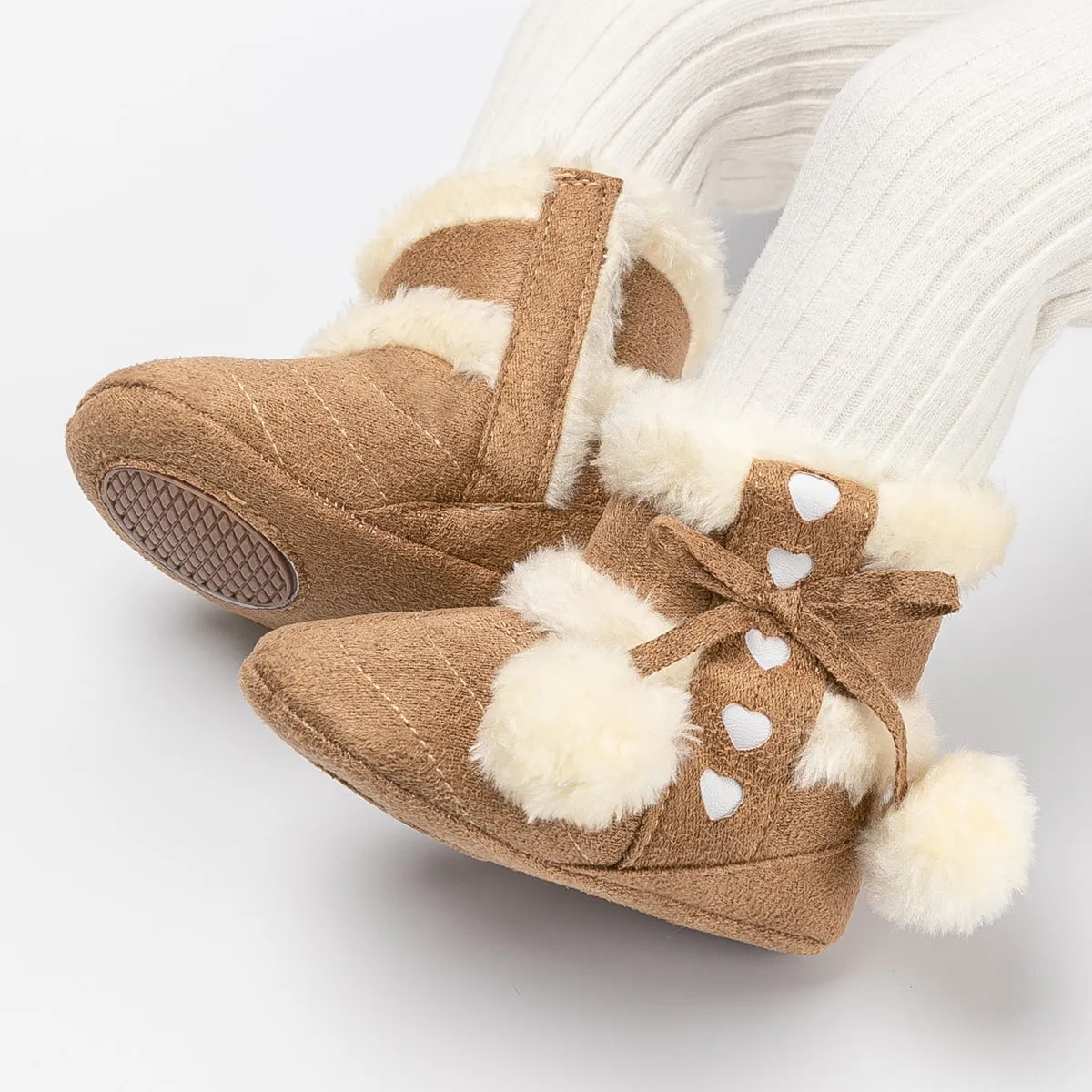 Baby Girls Boys Snow Warm Boots Infant Winter Booties Newborn Slip on Shoes for 3-18 Months