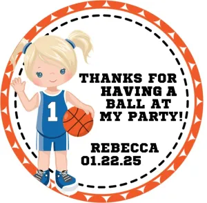 Basketball Birthday Party Stickers Or Favor Tags For Girls