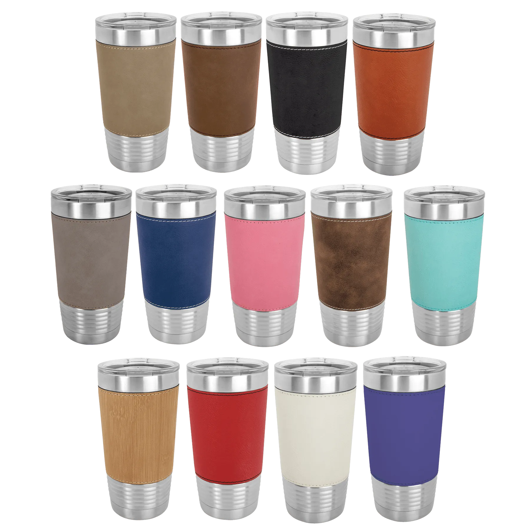 Case of 24 Blank 20 oz Faux Leather Tumbler, Insulated Stainless Steel   Lid