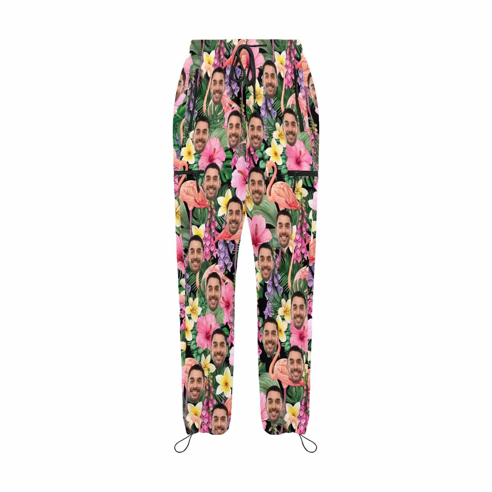 Custom Face Yellow&Pink Flower Women's All Over Print Casual Elastic Drawstring Pants Personalized Quick Dry Pants