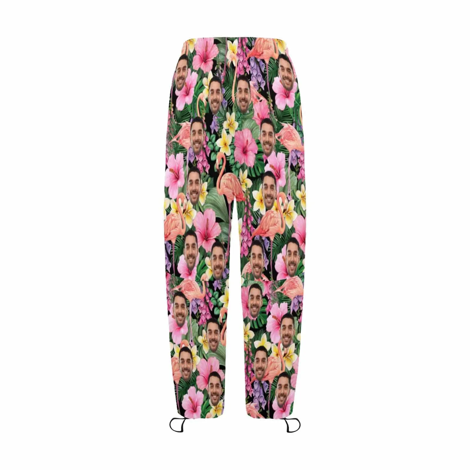 Custom Face Yellow&Pink Flower Women's All Over Print Casual Elastic Drawstring Pants Personalized Quick Dry Pants