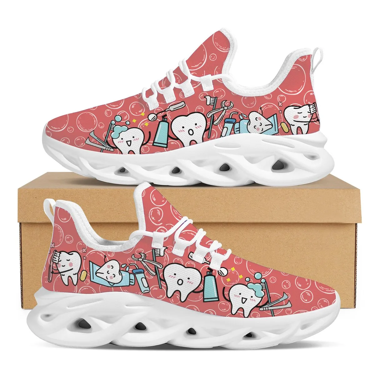 Dentist Dental Lace-Up Vulcanized Shoes Hospital Dental Equipment Printing Fashion Sneakers Lightweight Jogging Shoes