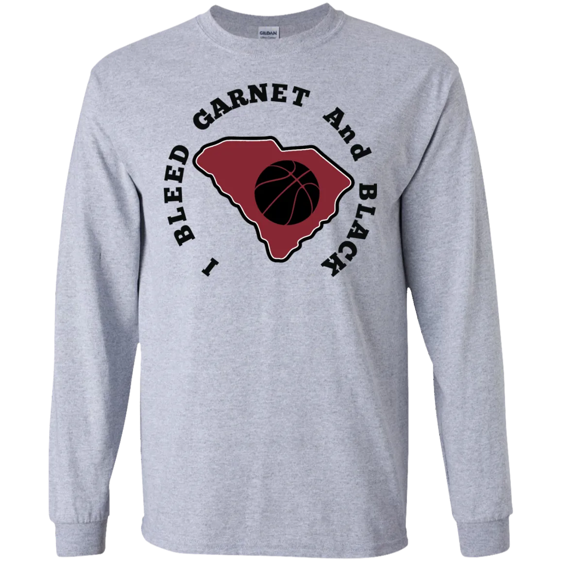 Gildan LS I Bleed Garnet & Black Ultra Cotton T-Shirt