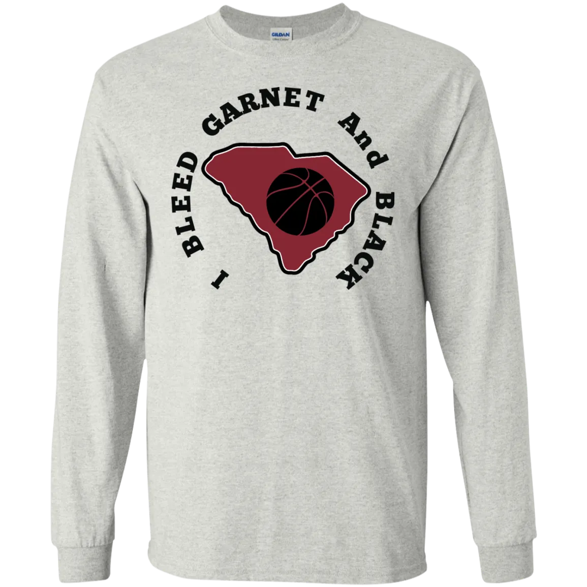 Gildan LS I Bleed Garnet & Black Ultra Cotton T-Shirt