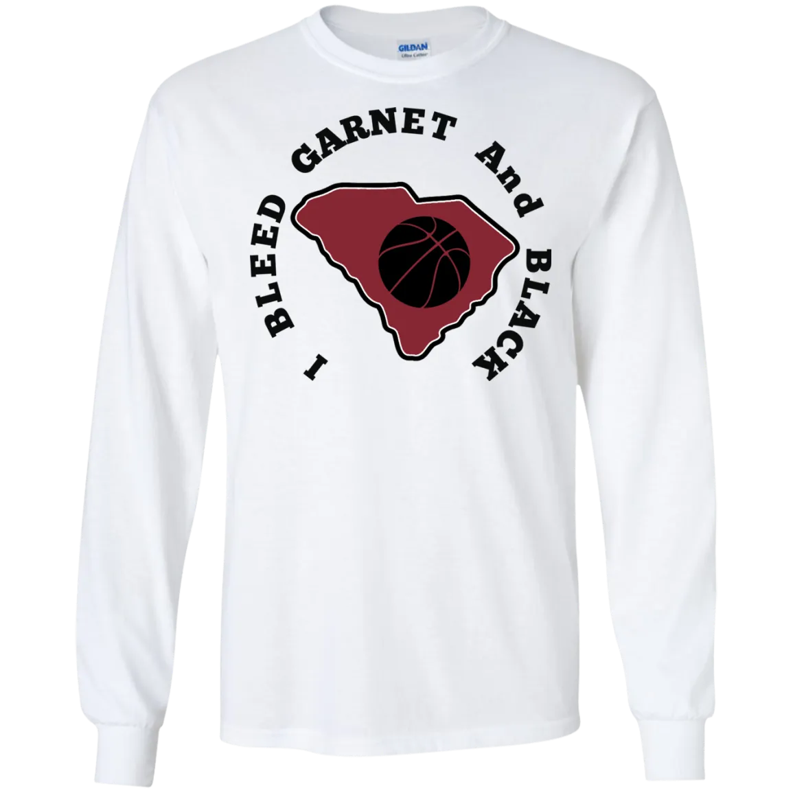 Gildan LS I Bleed Garnet & Black Ultra Cotton T-Shirt