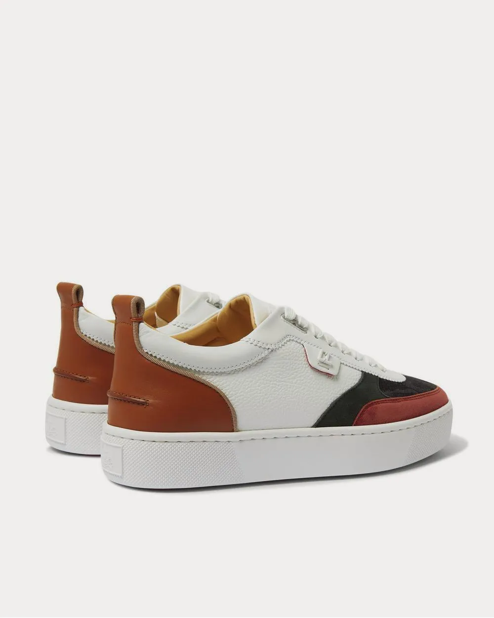 Happyrui Leather, Suede and Glittered Mesh  White low top sneakers