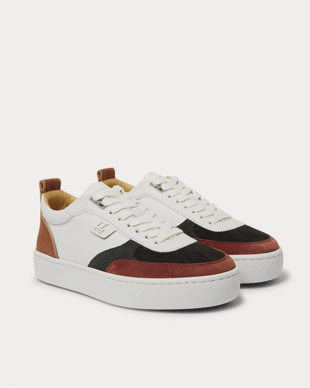 Happyrui Leather, Suede and Glittered Mesh  White low top sneakers