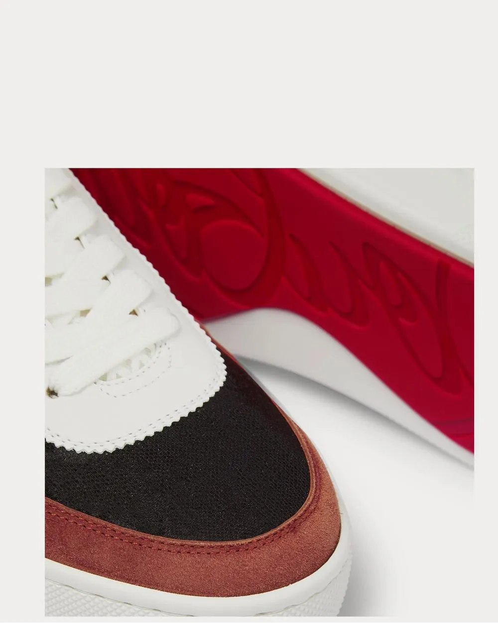 Happyrui Leather, Suede and Glittered Mesh  White low top sneakers