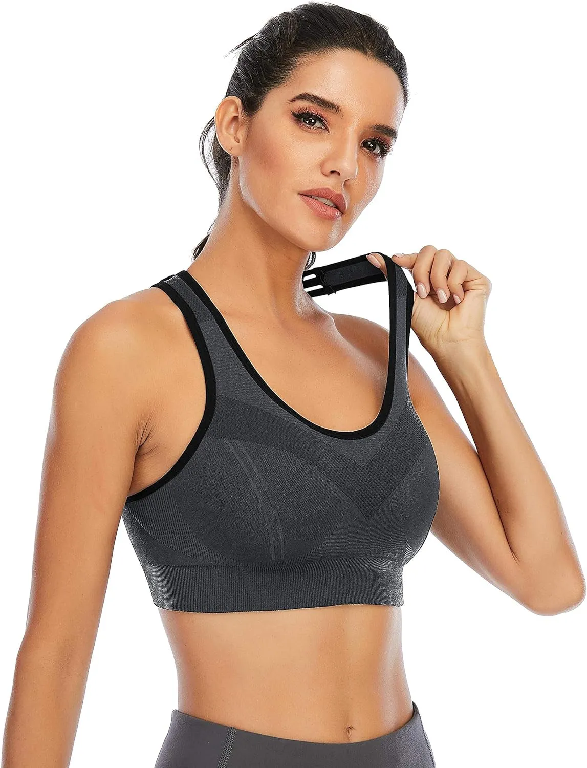 High Impact Sports Bras for Women High Support Adjustable Strappy Padded Sports Bra Workout Bras for Running
