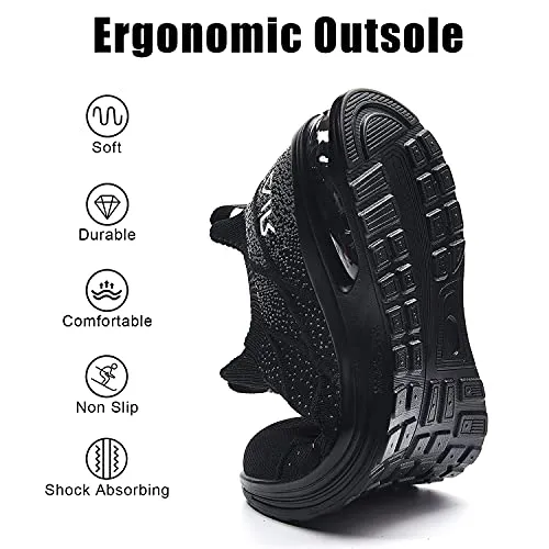 IIV Mens Walking Shoes Air Casual Running Gym Tennis Fashion Sneakers Comfortable Non Slip Black US 10