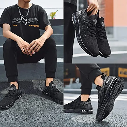 IIV Mens Walking Shoes Air Casual Running Gym Tennis Fashion Sneakers Comfortable Non Slip Black US 10