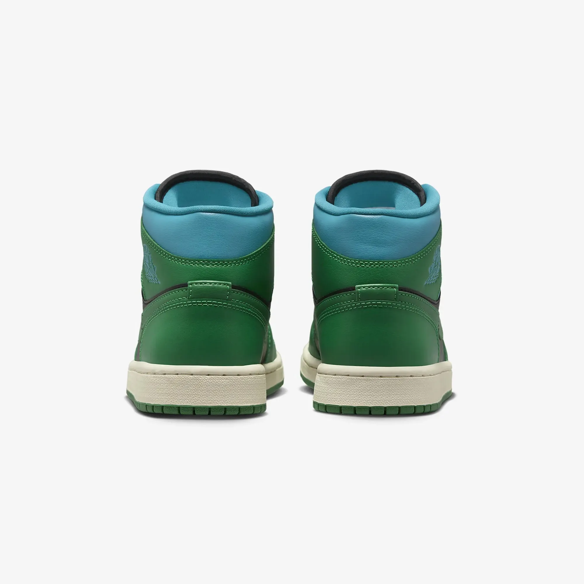 Jordan | WMN'S AIR JORDAN 1 MID  { BLACK/LUCKY GREEN-AQUATONE-SAIL