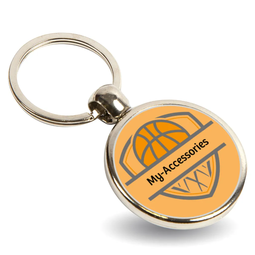 MBK Basketball Round Blank Metal Photo Insert Keyring - 30mm - Pack of 10