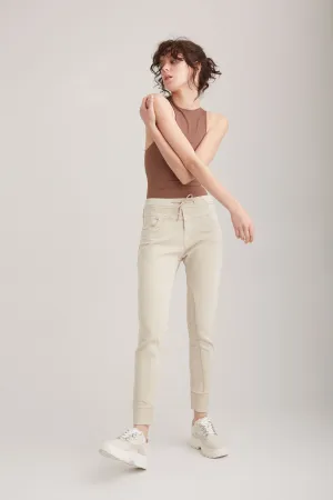 Mila - Mid Waist Jogger 5 Pocket - Sand