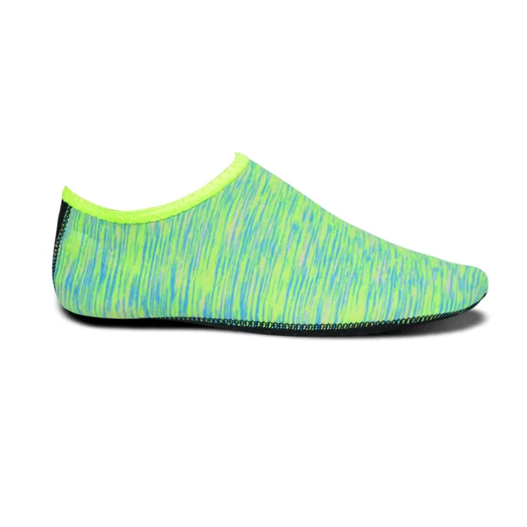 Non-slip Plastic Grain Texture Thick Cloth Sole Printing Diving Shoes and Socks, One Pair, Size:XL (Green Lines)