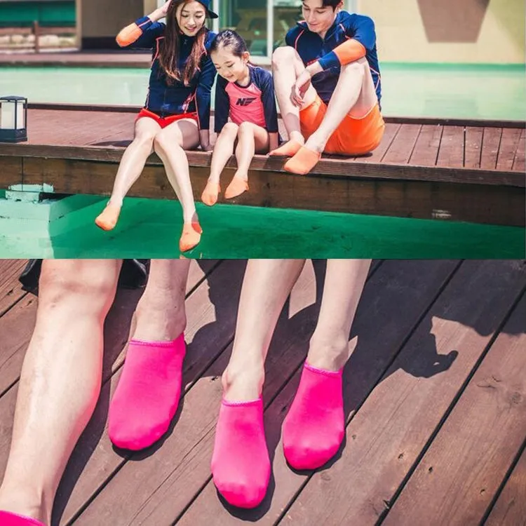 Non-slip Plastic Grain Texture Thick Cloth Sole Solid Color Diving Shoes and Socks, One Pair, Size:M (Navy Blue)