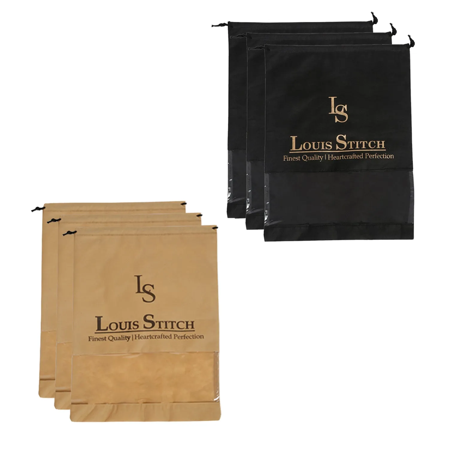 Non Woven Shoe Bag Pack Of  6 Black & Beige See Thru