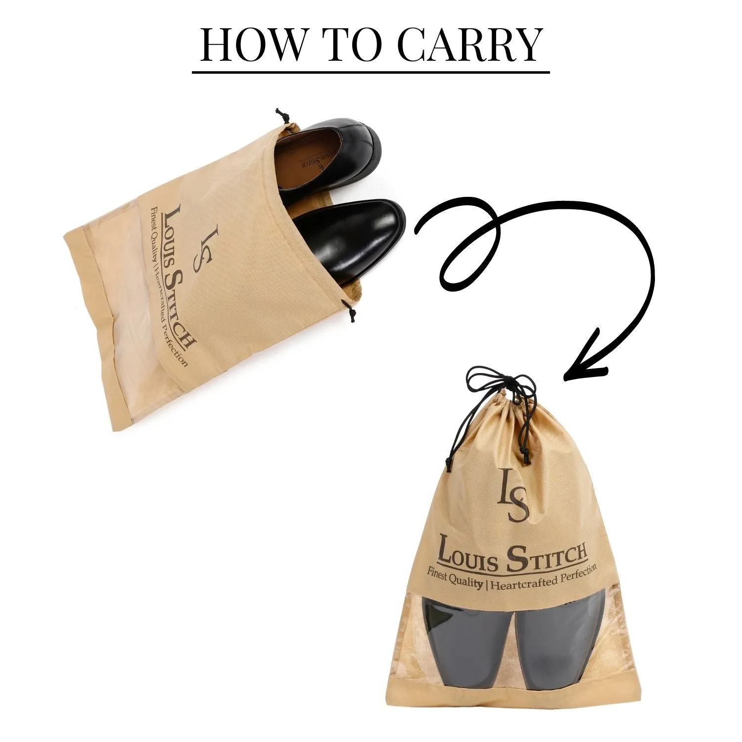 Non Woven Shoe Bag Pack Of  6 Black & Beige See Thru