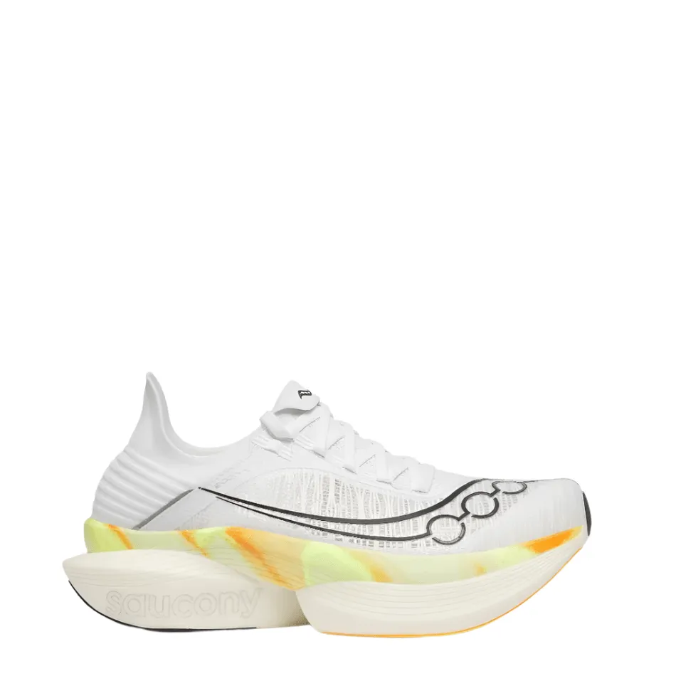 Saucony Unisex Endorphin Elite 2 Running Shoes in White/Peel SS25