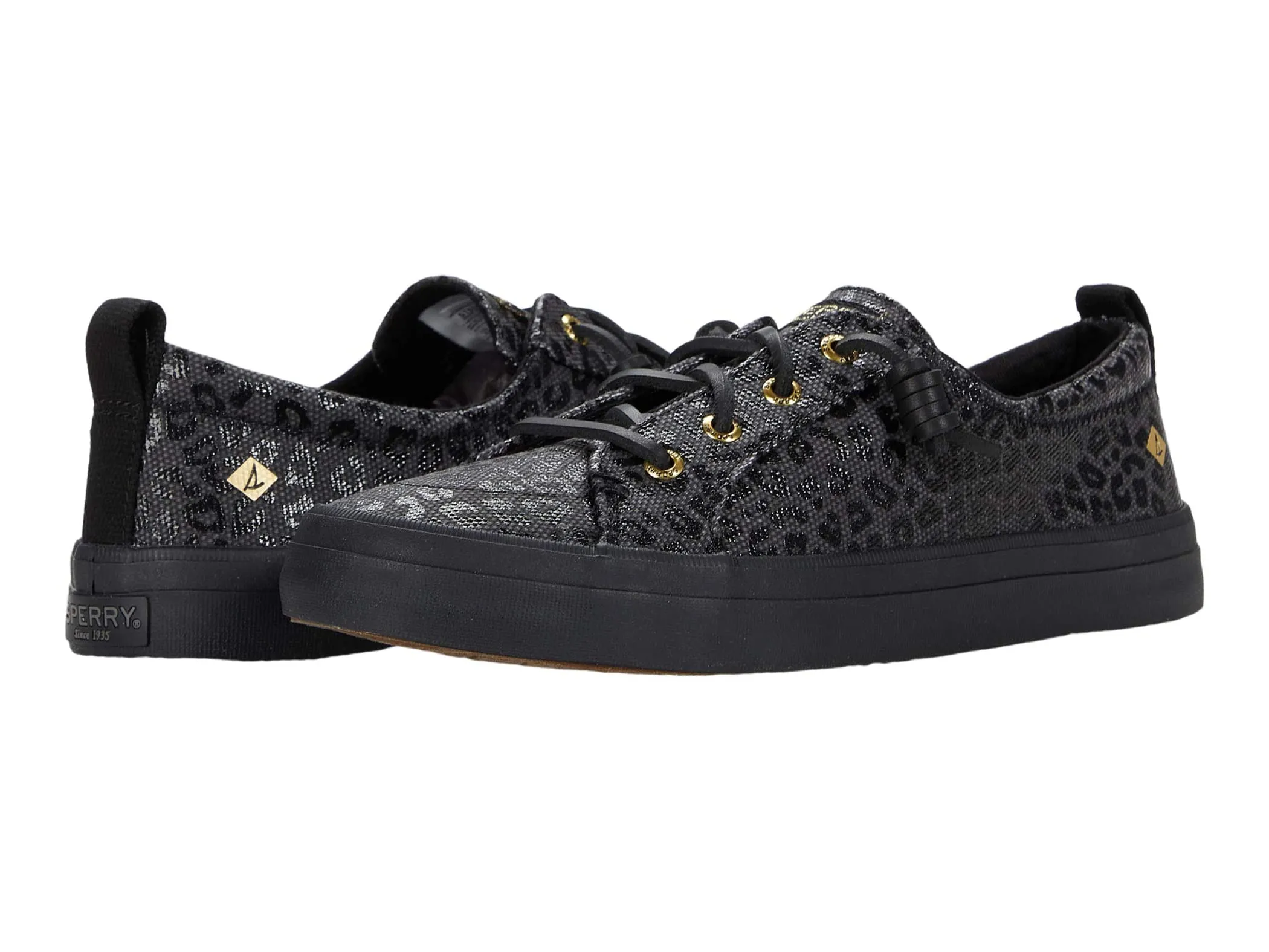 Sperry Crest Vibe Linen Lace Up Sneaker BLACK/BLACK