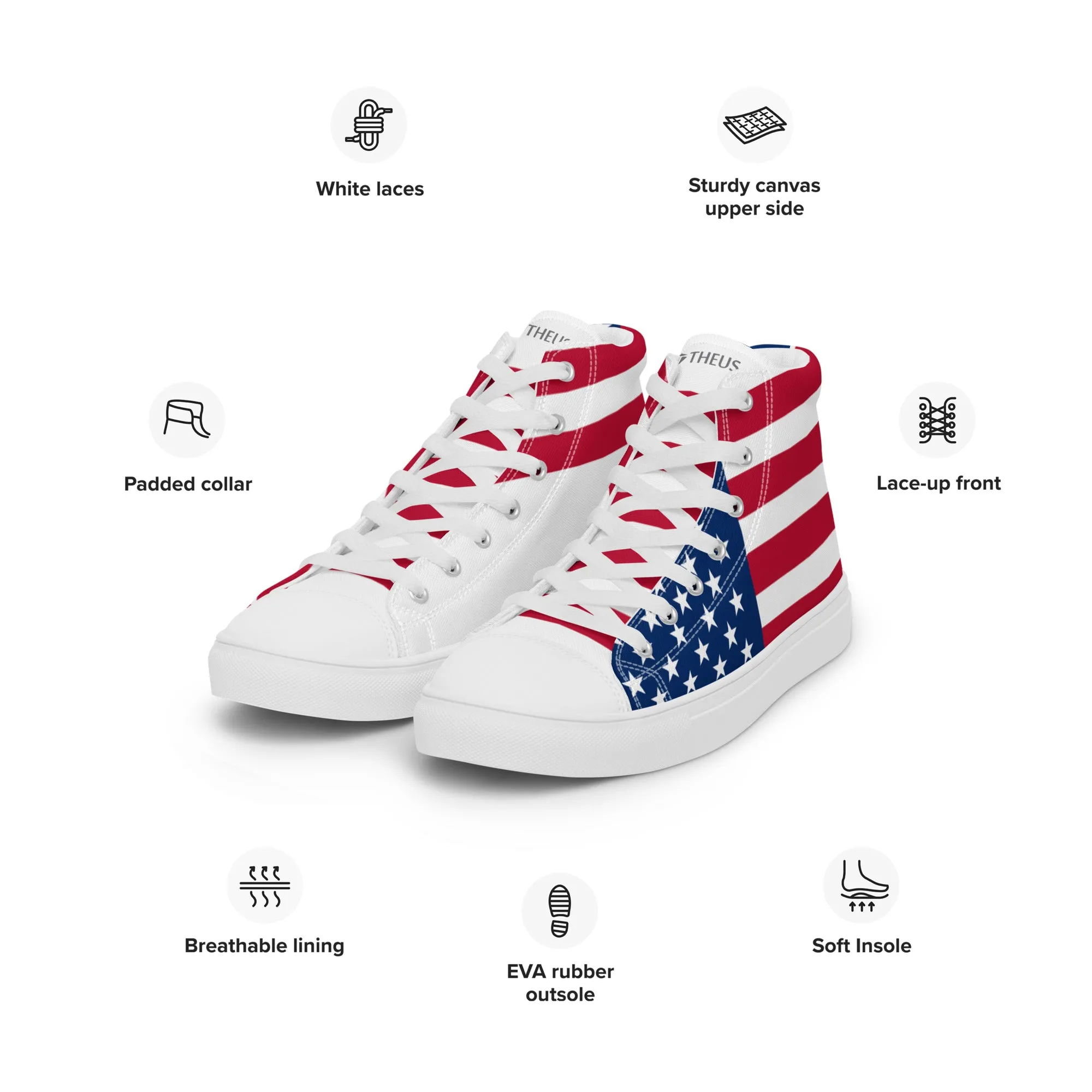 THEUS Men’s high top USA canvas shoes
