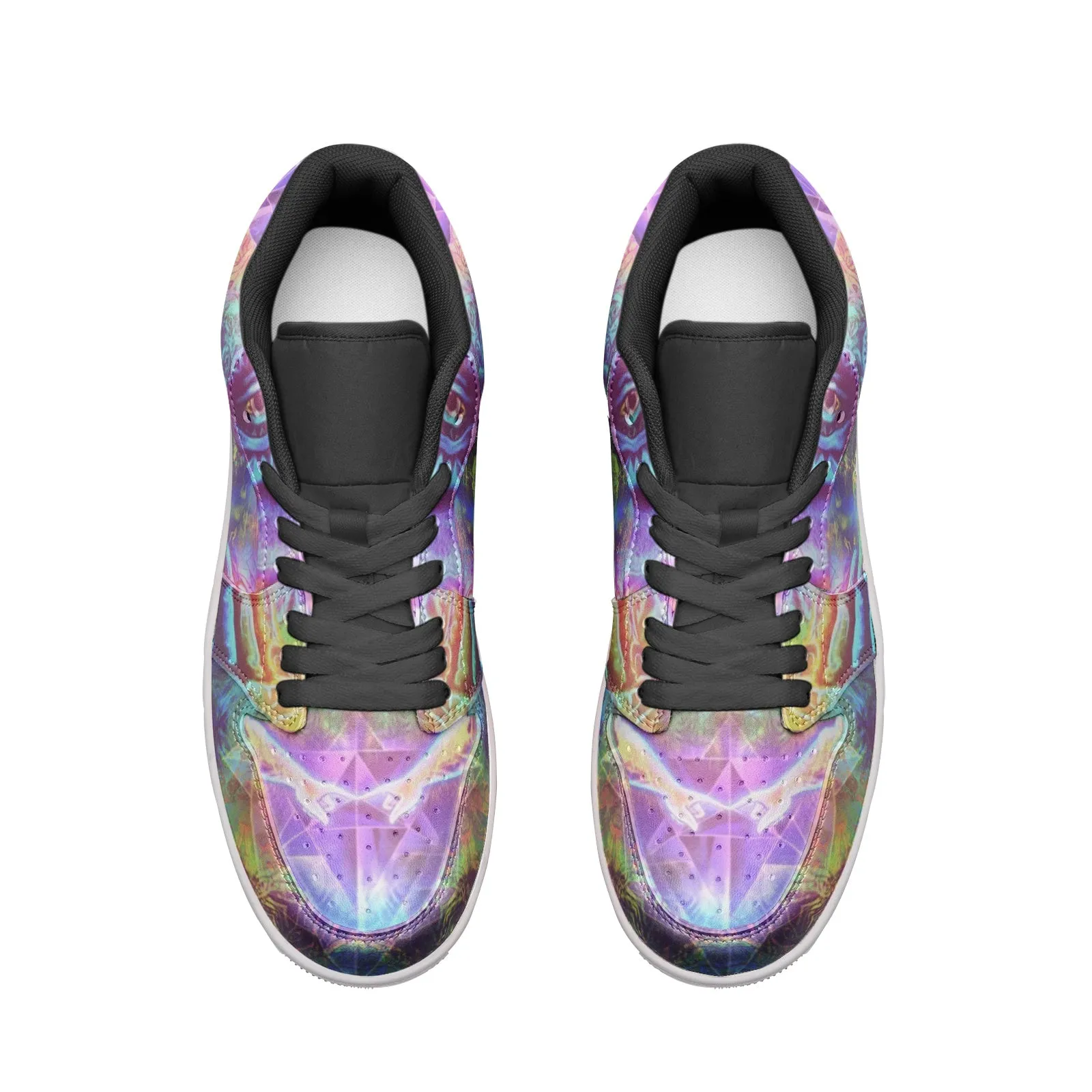 Transition To Butterfly Unisex Low Top Leather Sneakers | Salvia Droid
